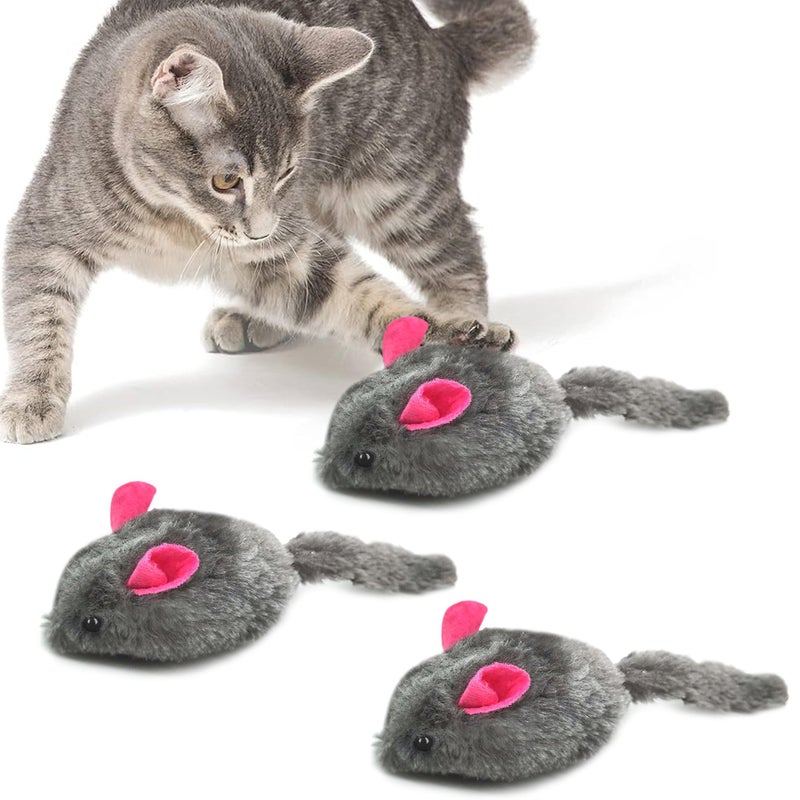 SunGrow Squeaky Plush Mice for Cats, 3 Tug Squeaker Chews for Kittens' Interactive Fun, Hide and Seek Activity, Soft Stuffed Fetch for Ferrets - Image 2